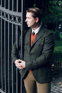 Henry Tweed Safari Blazer, mørk grøn melange