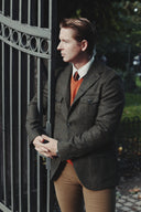 Henry Tweed Safari Blazer, mørk grøn melange