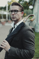Henry Tweed Safari Blazer, mørk grøn melange