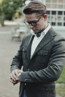 Henry Tweed Safari Blazer, mørk grøn melange