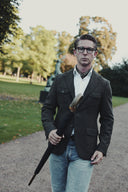Henry Tweed Safari Blazer, mørk grøn melange