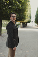 Henry Tweed Safari Blazer, mørk grøn melange