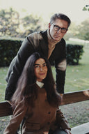 Henry Tweed Safari Blazer, mørk grøn melange