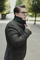 Henry Tweed Safari Blazer, mørk grøn melange