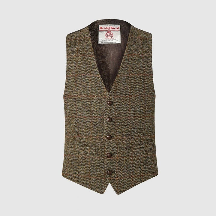 Iain vest, brun, Harris Tweed