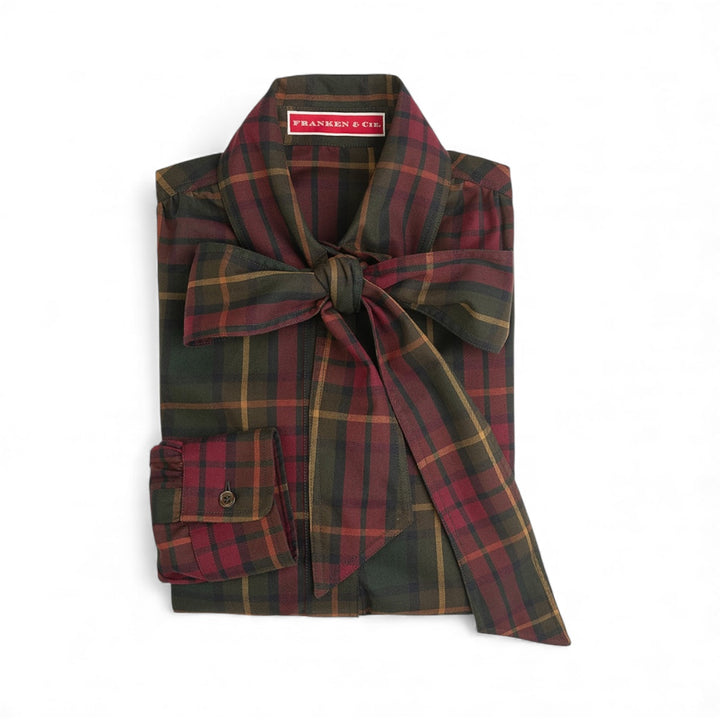 Vini flannel skjorte med sløjfe, bomuld, rød/grøn/blå tern