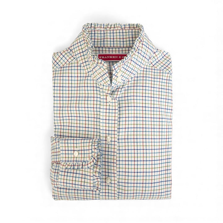 Skjorte Ruffles med flæser og tattersal tern, dame