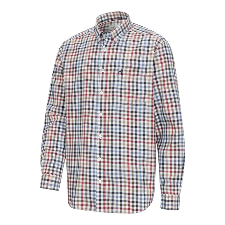 Douglas bomuldstwill skjorte, blå/rød/olivengrøn