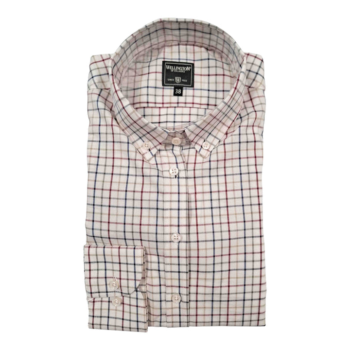 Skjorte Steward modern fit, herre, rød/blå/beige tern