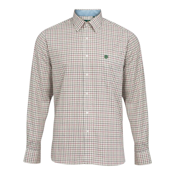 Aylesbury Mens Shirt ternet skjorte, beige med røde tern