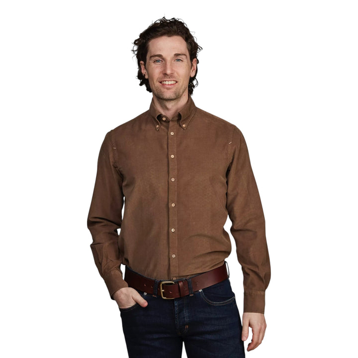 Thomas skjorte, babyfløjl, brun