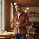 Keith overshirt, fløjl, soft orange