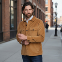 Keith overshirt, fløjl, mørk dark beige