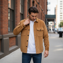 Keith overshirt, fløjl, mørk dark beige