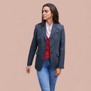 Carola blazer dame, Harris Tweed, blue herringbone 610