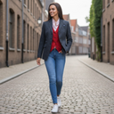 Carola blazer dame, Harris Tweed, blue herringbone 610