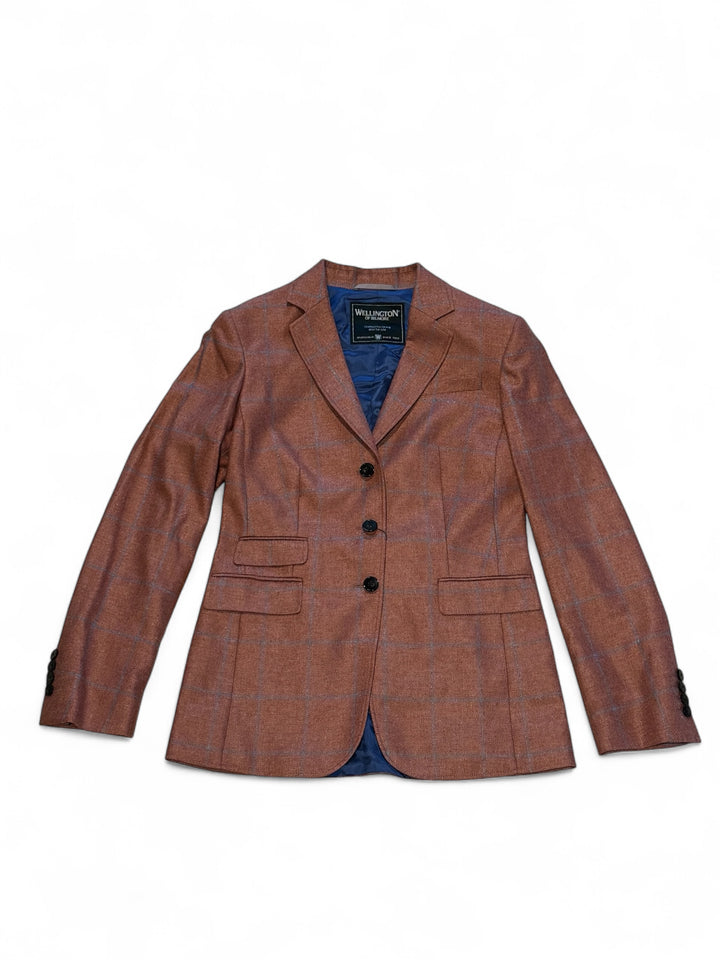 Carola blazer dame, ren silke, rosa med blå overtern, farve 413