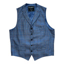 Wales sommer vest, silke, blå med overtern, farve 135