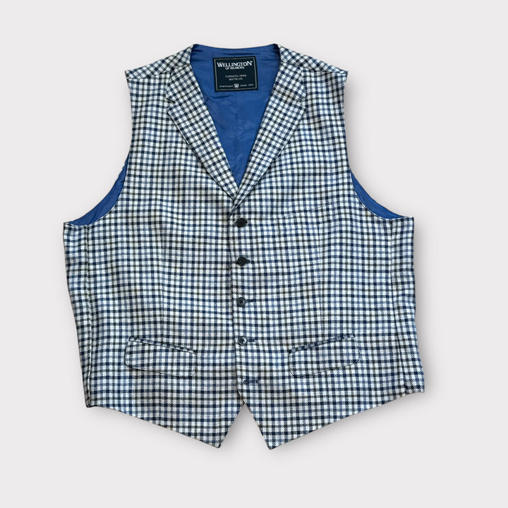 Wales sommer vest, silke, beige/blå/grøn tern