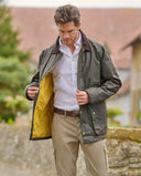 Starberg mens summer oilskin jacket, olivengrøn m. gult for