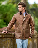 Starberg mens summer oilskin jacket, brun m. gult for