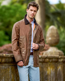 Starberg mens summer oilskin jacket, brun m. gult for