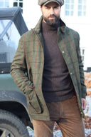 Bristol Field Coat skydejakke Harris Tweed, green overcheck