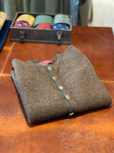 Franken & Cie strikvest, herre, brun Shetland lammeuld