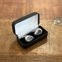 Manchetknapper med fossilmotiv, Teardrop Rhodium Finish