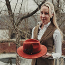 Brushed Wool Felt Fedora Hat - ginger