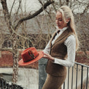 Brushed Wool Felt Fedora Hat - ginger