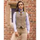 Lea tweed vest, Harris Tweed, sand sildebensmønster m. rød/lysblå overtern