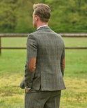 London tweed blazer, Harris Tweed, olivengrøn med blå/brun overtern 530