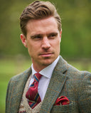 London tweed blazer, Harris Tweed, olivengrøn med blå/brun overtern 530