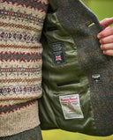 London tweed blazer, Harris Tweed, olivengrøn med blå/brun overtern 530