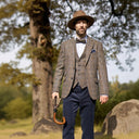 London tweed blazer, Harris Tweed, grøn/blå sildeben 631