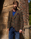 London tweed blazer, Harris Tweed, rød/blå tern 650