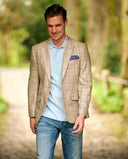 London blazer, ren silke, lys glencheck tern, farve 6491