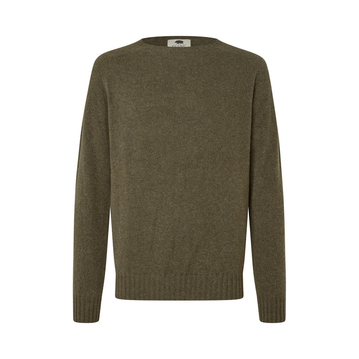 Orton Jumper rundhalset sweater, Loden Green, Geelong lammeuld
