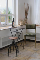 Diner spisebordsstol med quiltet læder - grøn/messing