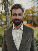 London tweed blazer, Harris Tweed, grøn med rød overtern 633