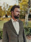 London tweed blazer, Harris Tweed, grøn med rød overtern 633