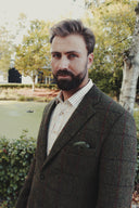 London tweed blazer, Harris Tweed, grøn med rød overtern 633