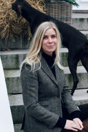Carola blazer dame, Harris Tweed, grøn/blå sildebensmønster