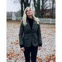 Carola blazer dame, Harris Tweed, grøn/blå sildebensmønster