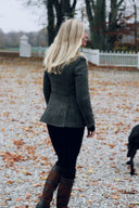 Carola blazer dame, Harris Tweed, grøn/blå sildebensmønster