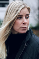 Gabby quiltet jakke med Harris Tweed detaljer, marineblå