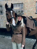Fischgrat tweed blazer, dame, brun herringbone