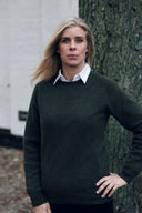 Orton Jumper rundhalset sweater, Loden Green, Geelong lammeuld