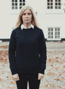 Orton Jumper rundhalset sweater, Nero Navy, Geelong lammeuld